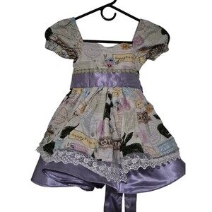 Hand Made Happy Easter Dress Size 4/5 Full Skirt Easter Bunny Spring Floral